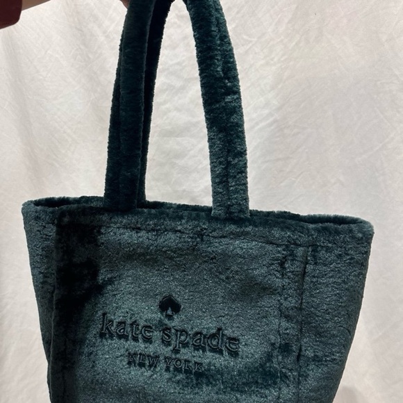 Kate Spade Ella Faux Shearling Large Tote Bag in Peacock Sapphire New With Tags - Picture 8 of 12